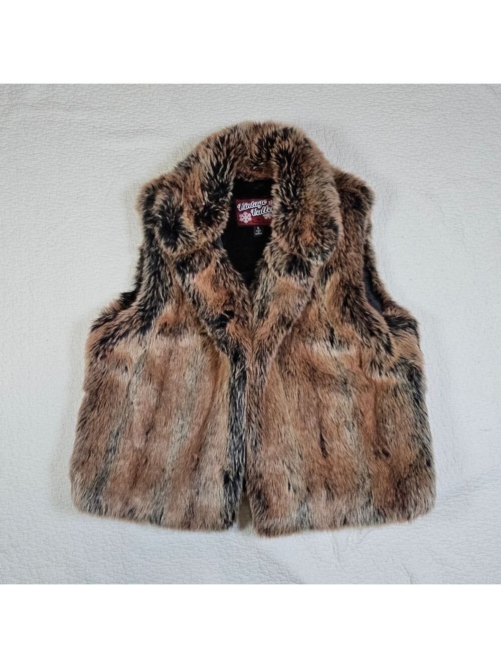 Vintage Valley Faux Fur Vest - Black, Brown, & Tan Beige by Country Clothing Co